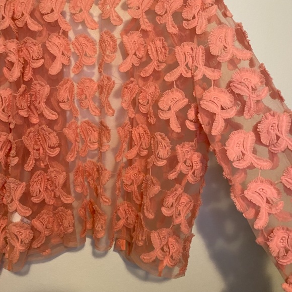 Cupio Embroidered Floral Sheer Pink Open Jacket XL - Picture 7 of 9
